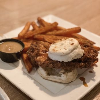 The Chasseur - Fried Chicken Sammy with sweet potato fries - New American Near Me - Baltimore, Maryland The Chasseur - Fried Chicken Sammy with sweet potato fries - New American Near Me - Baltimore, Maryland