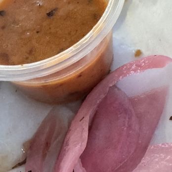 Don Carnitas - I love this salsa! Never had anything like this salsa before. The pink onions were so refreshing in the tacos and torta. - Food Trucks Near Me - North Las Vegas, Nevada