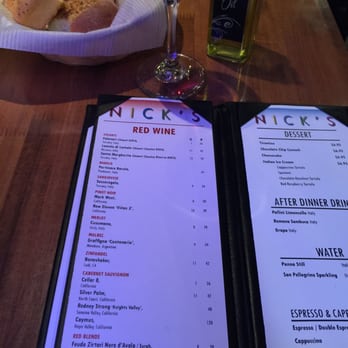 Nick's - Wine list: I enjoyed a glass of the Mark West California Pinot Noir - Italian Near Me - Scottsdale, Arizona