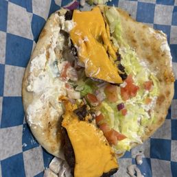 Cheeseburger pita- I know it looks messy but it was awesome!