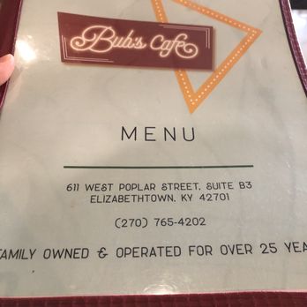 Bub's Cafe - Menu - Burgers Near Me - Elizabethtown, Kentucky