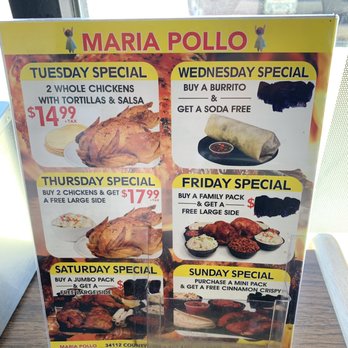 Maria Pollo - Daily except Monday specials. - Chicken Shop Near Me - Yucaipa, California