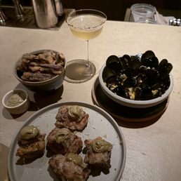 okinawa sweet potato fries, karaage, miso mussels & shiso lover's margarita okinawa sweet potato fries, karaage, miso mussels & shiso lover's margarita