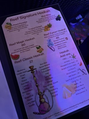 Menu photo 2 Reef Hookah & Grill Boca Raton, FL