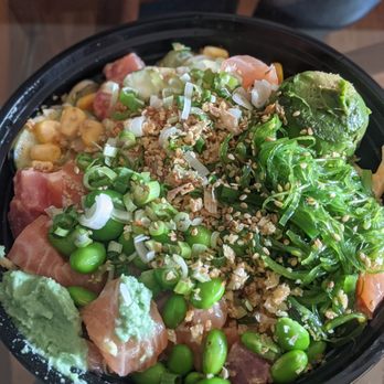 Poke Bowl - Lg Poke Bowl, Salmon/Tuna/extra scoop, Spicy Mayo Sauce, avocado $18.35, 2.5 stars. Good salmon & toppings, ok tuna, STALE rice. 6/11/21 - Seafood Near Me - San Francisco, California Poke Bowl - Lg Poke Bowl, Salmon/Tuna/extra scoop, Spicy Mayo Sauce, avocado $18.35, 2.5 stars. Good salmon & toppings, ok tuna, STALE rice. 6/11/21 - Seafood Near Me - San Francisco, California
