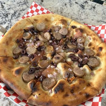 PieTana - Build Your Own Pizza -It was incredible! Olive oil, no cheese, Kalamata olives, red onion, prosciutto and sausage. I need to get this again! - Pizza Near Me - Lexington, Kentucky PieTana - Build Your Own Pizza -It was incredible! Olive oil, no cheese, Kalamata olives, red onion, prosciutto and sausage. I need to get this again! - Pizza Near Me - Lexington, Kentucky