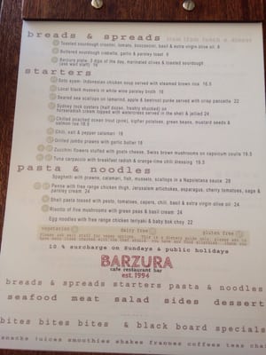 Menu photo 3 Barzura Coogee, NSW Menu photo 3 Barzura Coogee, NSW
