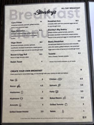 Menu photo 1 stanleys Shepparton, VIC