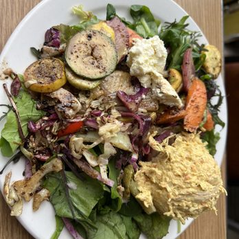The Root Cafe - House salad with a scoop of curry chicken salad - Cafes Near Me - Little Rock, Arkansas The Root Cafe - House salad with a scoop of curry chicken salad - Cafes Near Me - Little Rock, Arkansas