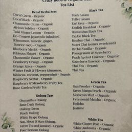 Tea list Tea list