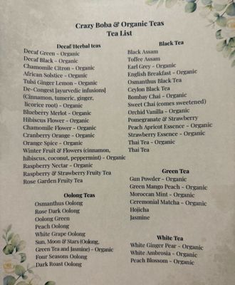 Menu photo 3 Crazy Boba & Organic Teas Visalia, CA Menu photo 3 Crazy Boba & Organic Teas Visalia, CA