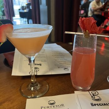 Purveyor - Drinks. The one on the left was rum based and the right one was vodka or gin. I ended up switching to the rum one, it was much tastier. - Tapas Bars Near Me - Huntsville, Alabama Purveyor - Drinks. The one on the left was rum based and the right one was vodka or gin. I ended up switching to the rum one, it was much tastier. - Tapas Bars Near Me - Huntsville, Alabama
