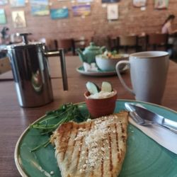 The Art We Are Cafe - Spanikopita and french press coffee