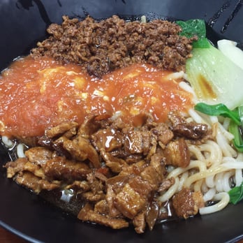 Laoxier noodle house - Wife's Special Noodle with Fried Pork (He Lao Style). $7.95, and the quality of the noodles is noticeably high. - Chinese Near Me - Arcadia, California Laoxier noodle house - Wife's Special Noodle with Fried Pork (He Lao Style). $7.95, and the quality of the noodles is noticeably high. - Chinese Near Me - Arcadia, California