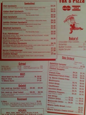 Menu photo 1 Fox's Pizza & Bakery Wilmington, IL Menu photo 1 Fox's Pizza & Bakery Wilmington, IL