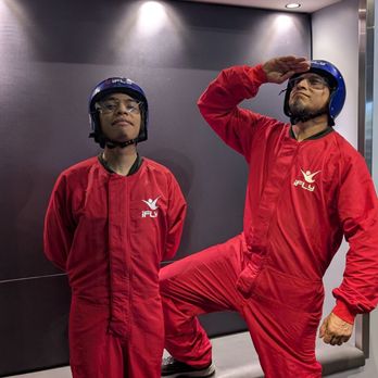 iFly - My husband and my son taking a photo with their gear on. Gear is all included in your purchase. - Skydiving Near Me - Ontario, California iFly - My husband and my son taking a photo with their gear on. Gear is all included in your purchase. - Skydiving Near Me - Ontario, California
