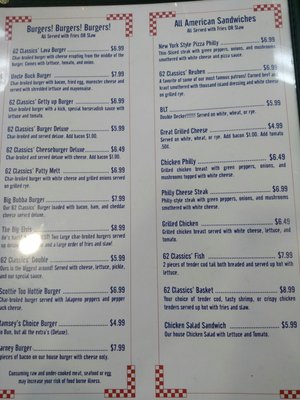 Menu photo 7 62 Classic' Diner Hillsboro, OH Menu photo 7 62 Classic' Diner Hillsboro, OH