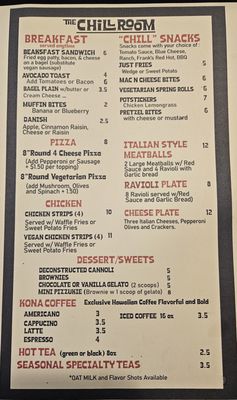 Menu photo 4 The Chill Room Tempe, AZ