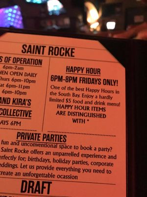 Menu photo 1 Saint Rocke Hermosa Beach, CA