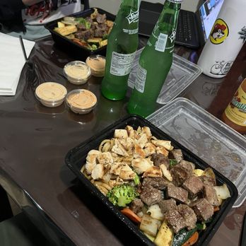 Bachi Xpress - Premium Chicken/Steak plate and Steak plate both have garlic noodles w/bottled sprite! - Food Trucks Near Me - Whittier , California