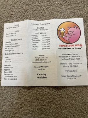 Menu photo 1 Tipsy Pig BBQ Lilburn, GA