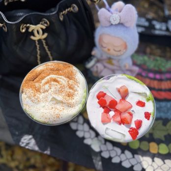 Devos - A Cinnamon Toast Crunch Matcha Latte n' an Ube x Strawberry Cold Foam Matcha Latte - Coffee & Tea Near Me - Honolulu, Hawaii Devos - A Cinnamon Toast Crunch Matcha Latte n' an Ube x Strawberry Cold Foam Matcha Latte - Coffee & Tea Near Me - Honolulu, Hawaii