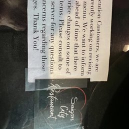 A note about "working" on updating prices attached to the table.