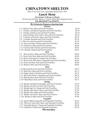 Menu photo 1 Chinatown Shelton Shelton, CT