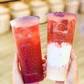 Feng Cha Teahouse - Bursting dragon fruit and strawberry breeze - Bubble Tea Near Me - Costa Mesa, California