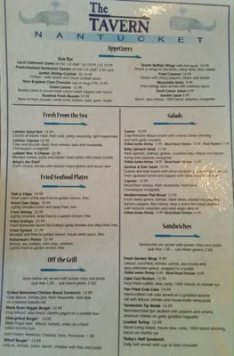 Menu photo 7 Tavern & Gazebo Nantucket, MA