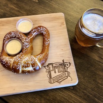 Prost Reno Biergarten - House Pretzel with beer cheese. - Beer Gardens Near Me - Reno, Nevada Prost Reno Biergarten - House Pretzel with beer cheese. - Beer Gardens Near Me - Reno, Nevada