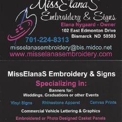 Miss Elana S Embroidery Signs Printing Services 102 E