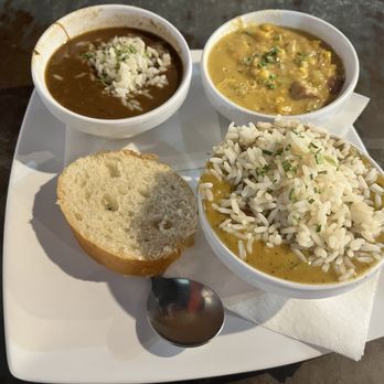 Coosh's Bayou Rouge - Coosh's Bayou Rouge - Trio of favorites - Gumbo, Crawfish Étouffée, and Atchaflaya Soup - Cajun/Creole Near Me - Tallahassee, Florida