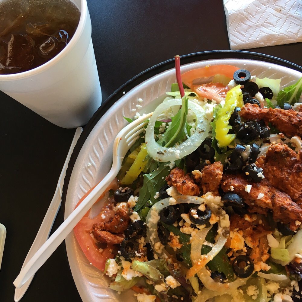 Main Street Deli - Grilled chicken on a Greek Salad, with an ice tea - Delis Near Me - Garland, Texas Main Street Deli - Grilled chicken on a Greek Salad, with an ice tea - Delis Near Me - Garland, Texas