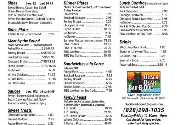 Menu photo 7 Black Bear BBQ Asheville, NC Menu photo 7 Black Bear BBQ Asheville, NC