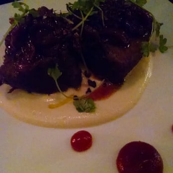 Cava - Cocoa and anise Short Rib over a Celaric puree with cherry puree. - Mediterranean Near Me - Portsmouth, New Hampshire