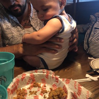 Hideaway Pizza - Hungry baby eyeballing the mushrooms - Pizza Near Me - Moore, Oklahoma