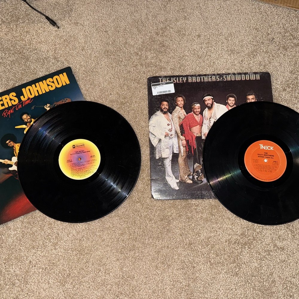 Brothers Johnson cover with a Rufus and Chaka Khan record. Isley Brothers "Showdown" cover with their "Winner Takes All" record. Brothers Johnson cover with a Rufus and Chaka Khan record. Isley Brothers "Showdown" cover with their "Winner Takes All" record.
