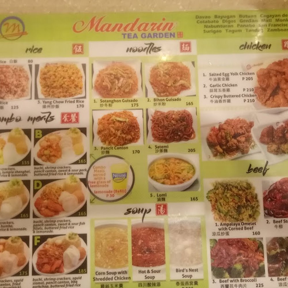 Mandarin Tea Garden Menu Davao Fasci Garden
