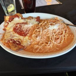 Chicken Parm with Spaghetti (sub vodka sauce on pasta) Chicken Parm with Spaghetti (sub vodka sauce on pasta)