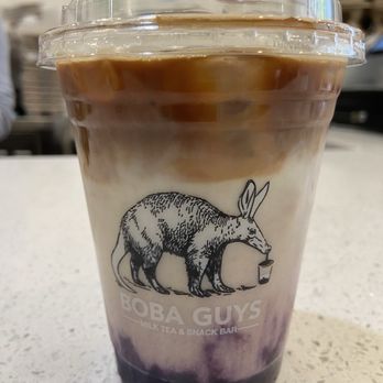 Boba Guys - Founders' Favorite (from the secret menu for loyalty members): Ube, Banana Milk, and Coffee/Espresso. $8.40 pre-tax. - Bubble Tea Near Me - San Francisco, California