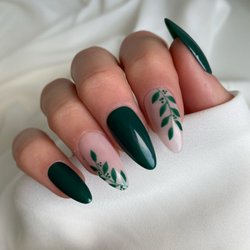 NV Nails - This is what I asked for, but said I wanted it shorter same shape and design It's short almond shape nails Color 4 leaf clover