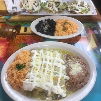 My Quate - Mi quate enchiladas and steak tostadas with a side of rice and beans - Mexican Near Me - Hamilton Township, New Jersey