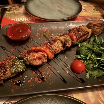 Le Bistro - Meat skewer. Very tasty! - Brasseries Near Me - Brussels, BRU