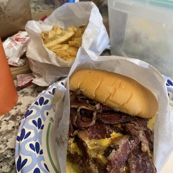 EARL Kapolei - Pastrami Burger ($13.75) w/ Waffle Fries ($5) - Sandwiches Near Me - Kapolei, Hawaii