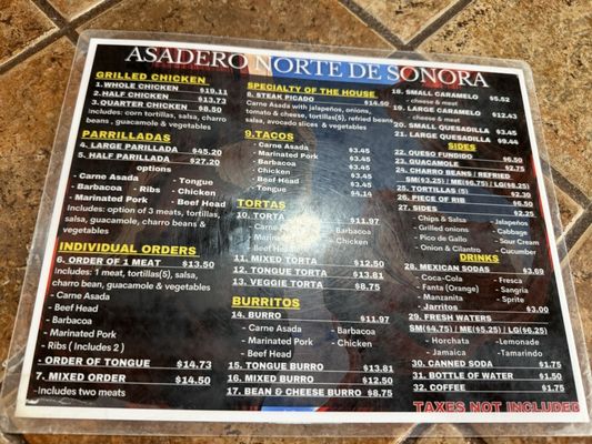 Menu photo 1 Asadero Norte De Sonora Phoenix, AZ Menu photo 1 Asadero Norte De Sonora Phoenix, AZ
