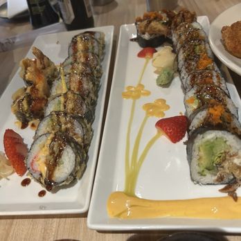 Sakanaya - godzilla roll and black widow roll - Sushi Bars Near Me - West Lafayette, Indiana Sakanaya - godzilla roll and black widow roll - Sushi Bars Near Me - West Lafayette, Indiana