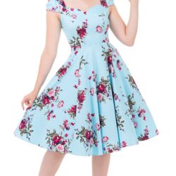 50s Light Blue Floral Dress