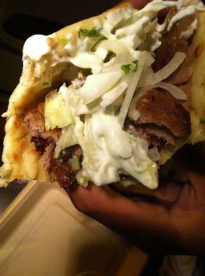 Photo of Zam Zam Grill - Fremont, CA, US. Close-up of the steak gyro with tzatziki, yum!