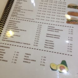 Panificadora Santa Cruz - Parte del menu